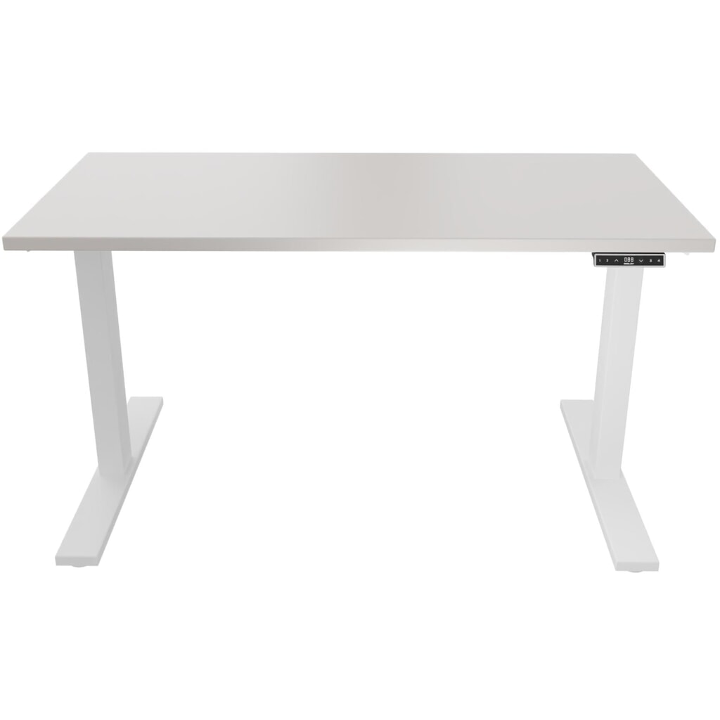 BISLEY Schreibtisch E-WonderTech, elektrisch höhenverstellbar, 160 x 80 cm, weiß, grau Produktabbildung: BISLEY Schreibtisch E-WonderTech, elektrisch höhenverstellbar, 160 x 80 cm, weiß, grau