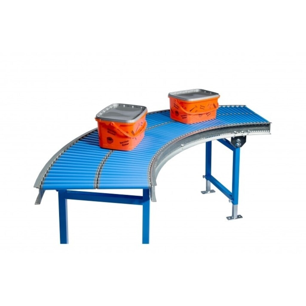 Produktabbildung Nr. 2: BLUME Klein-Rollenbahn, Kunststoffrollen Ø 20 mm, 90° Kurve, Federachse, Breite 400 mm