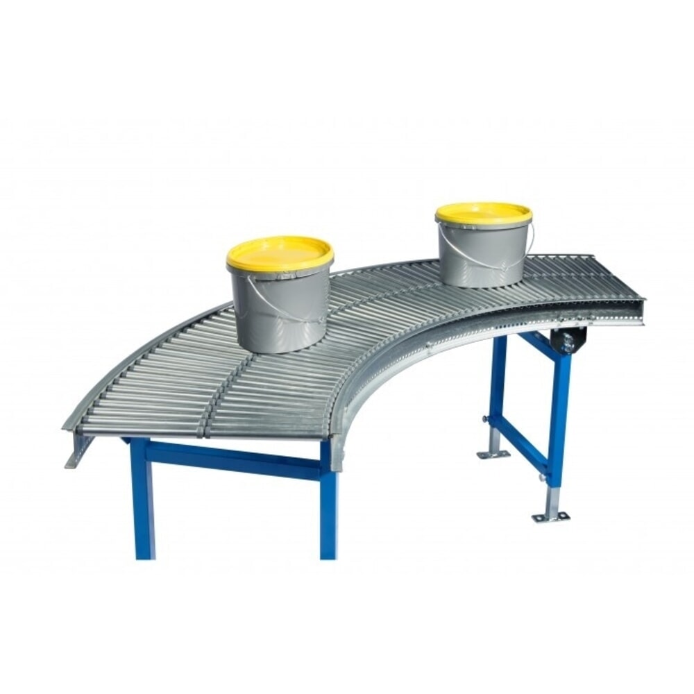 Produktabbildung Nr. 2: BLUME Klein-Rollenbahn, Stahlrohrrollen Ø 20 mm, 90° Kurve, Federachse, Bahnbreite 500 mm