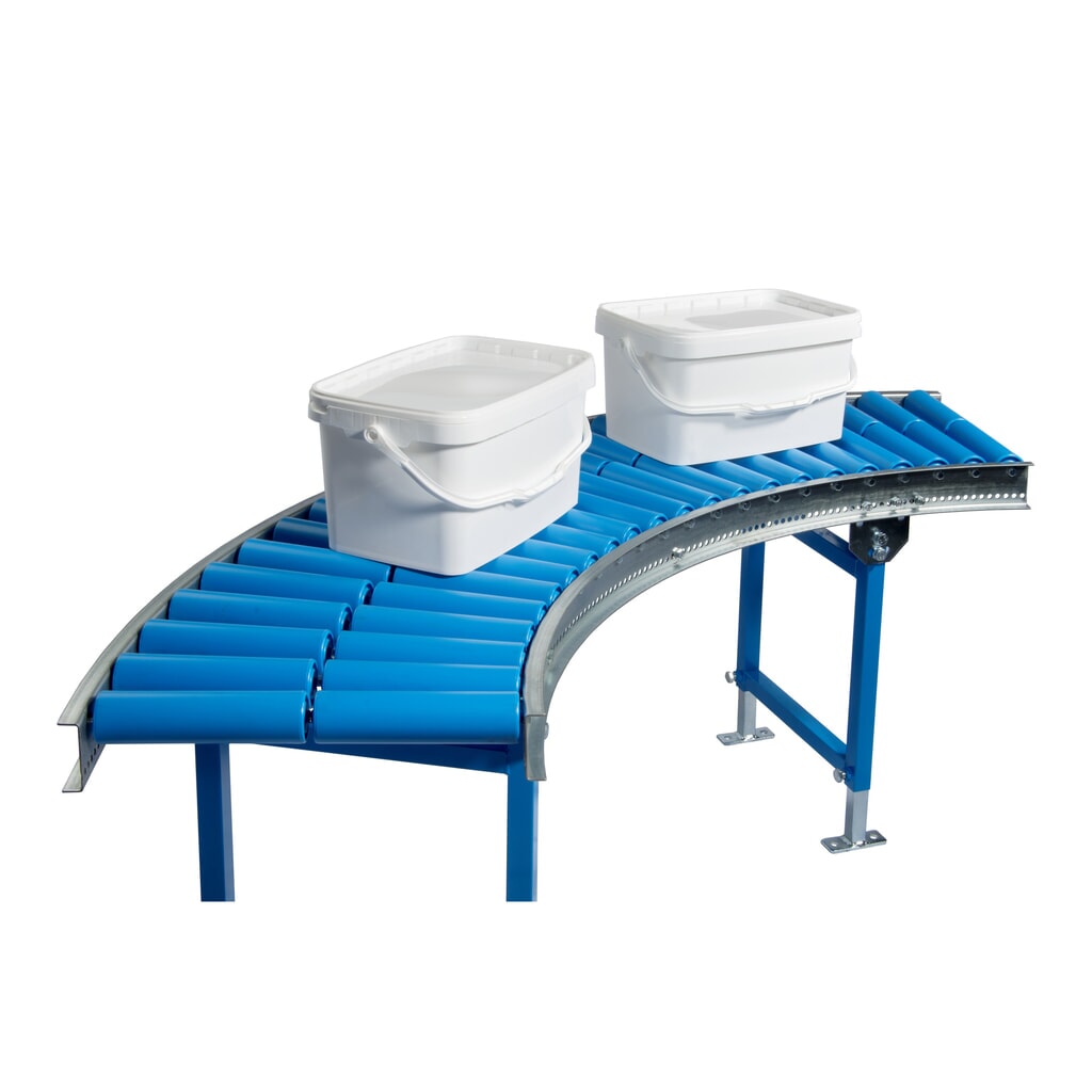 BLUME Leicht-Rollenbahn, 45˚ Kurve, Kunststoffrollen, Ø 50 mm, Bahnbreite 800 mm, Achsabstand 100 mm Produktabbildung Nr. 2: BLUME Leicht-Rollenbahn, 45˚ Kurve, Kunststoffrollen, Ø 50 mm, Bahnbreite 800 mm, Achsabstand 100 mm