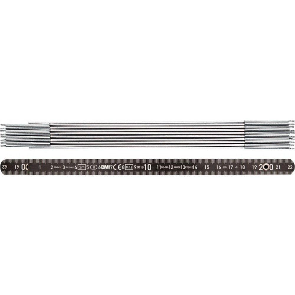 Produktabbildung: BMI Gliedermaßstab, mm/cm EG II, Länge 2 m Breite 14 mm, Aluminium schwarz