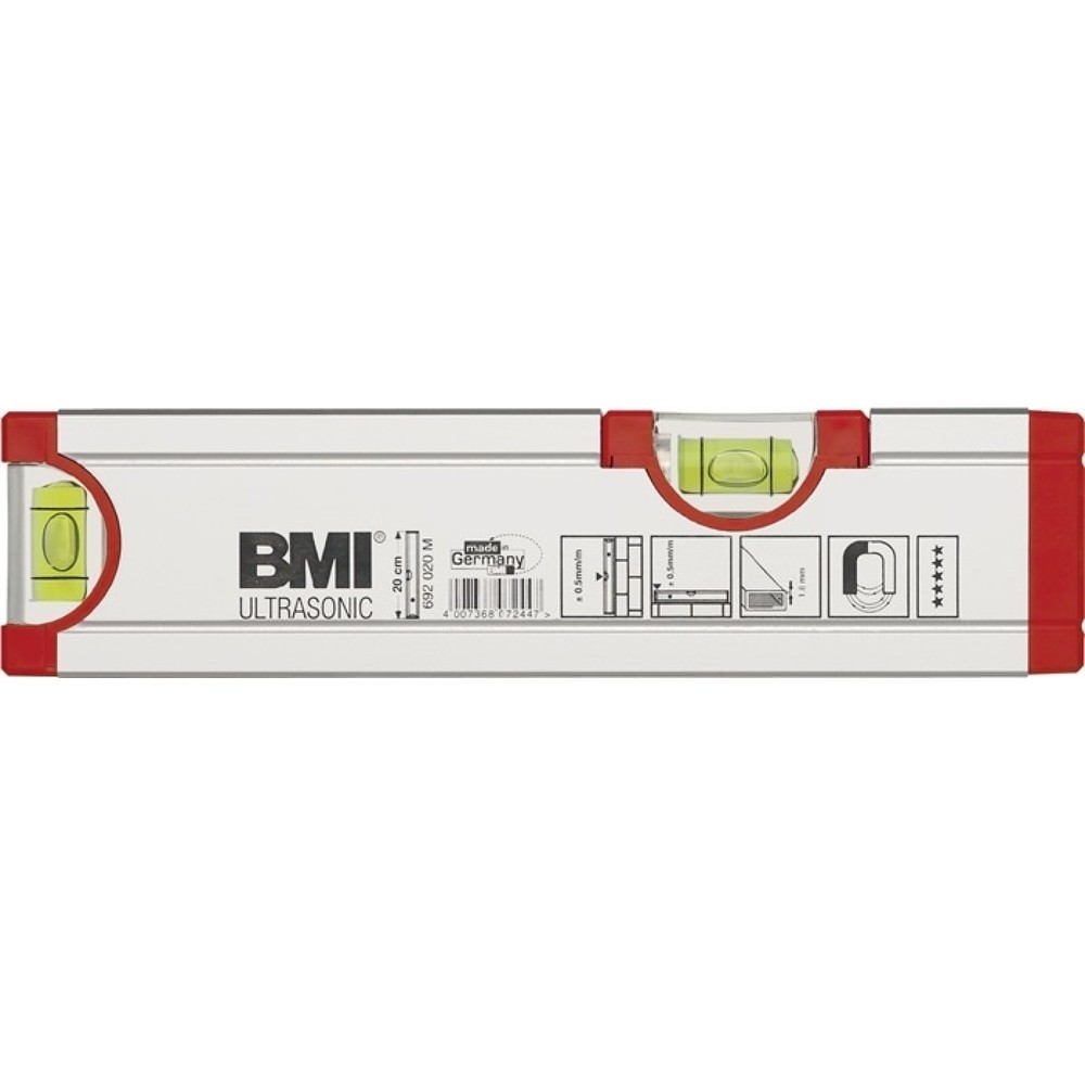 Produktabbildung: BMI Wasserwaage ULTRASONIC 20cm Alu.silber ± 0,5mm/m m.Magnet