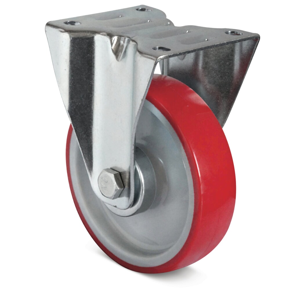 Bockrolle PU Basic, spurlos, Ø x Breite 100 x 32 mm, TK 150 kg Produktabbildung: Bockrolle PU Basic, spurlos, Ø x Breite 100 x 32 mm, TK 150 kg