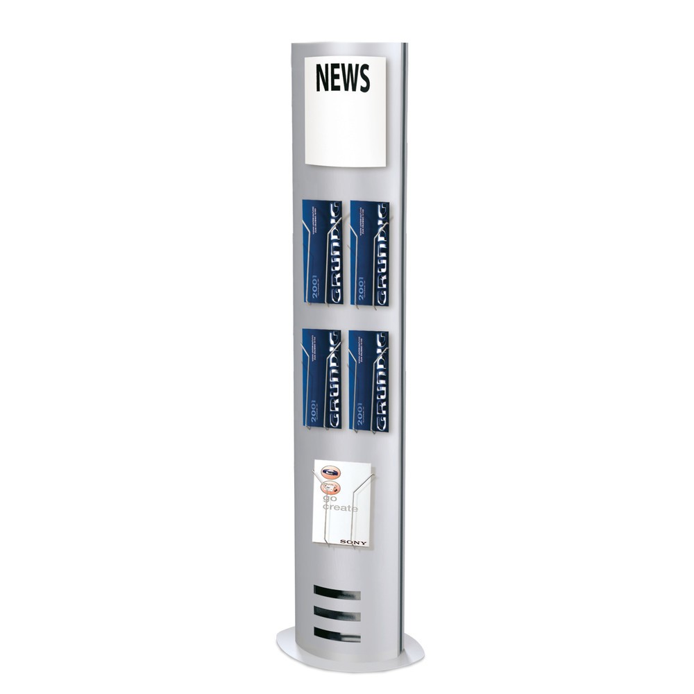 Produktabbildung: Bodenaufsteller für Prospekte, Säulenform, HxBxT 1.850 x 770 x 330 mm