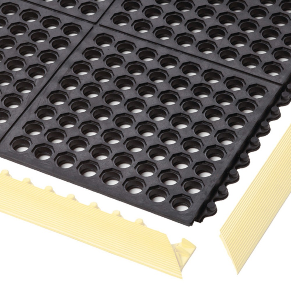 Produktabbildung: Bodenplatte für NoTrax Montage-Arbeitsplätze, Stecksystem, gelocht, BxL 910 x 910 mm