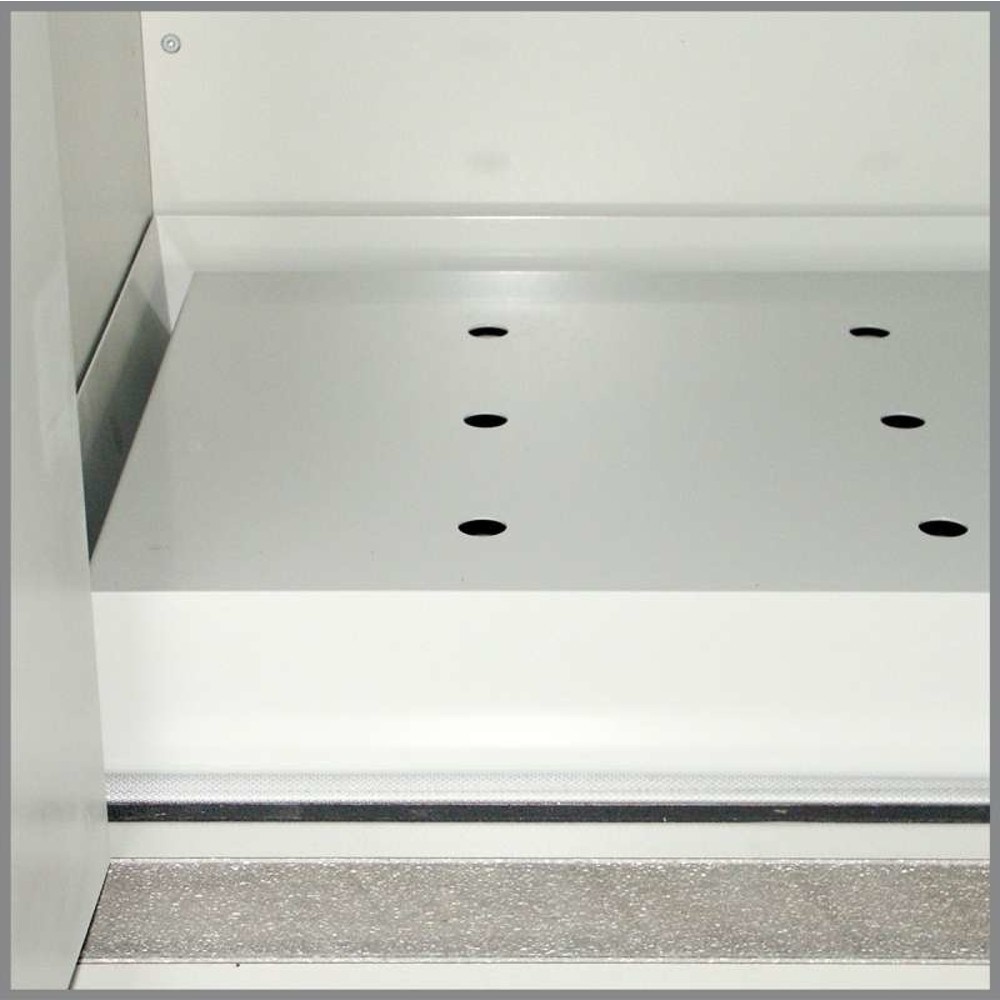Produktabbildung: Bodenwanne mit Lochblecheinsatz für PRIORIT Sicherheitsschrank Typ 90, Stahlblech, BxT 513 x 472 mm