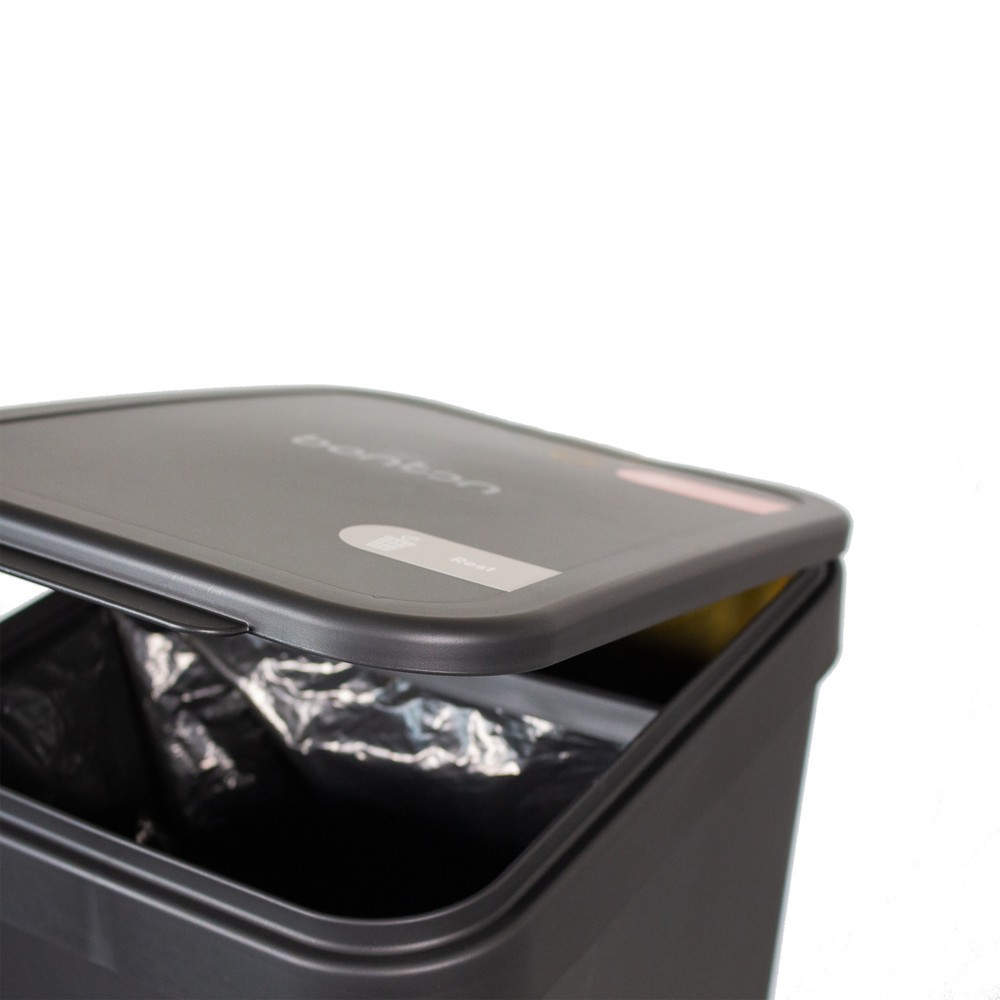 Produktabbildung Nr. 4: BON TON Circubin Abfallbehälter, aus 100 % recyceltem Polypropylen, 2 x 20 Liter, mit Deckel, anthrazit