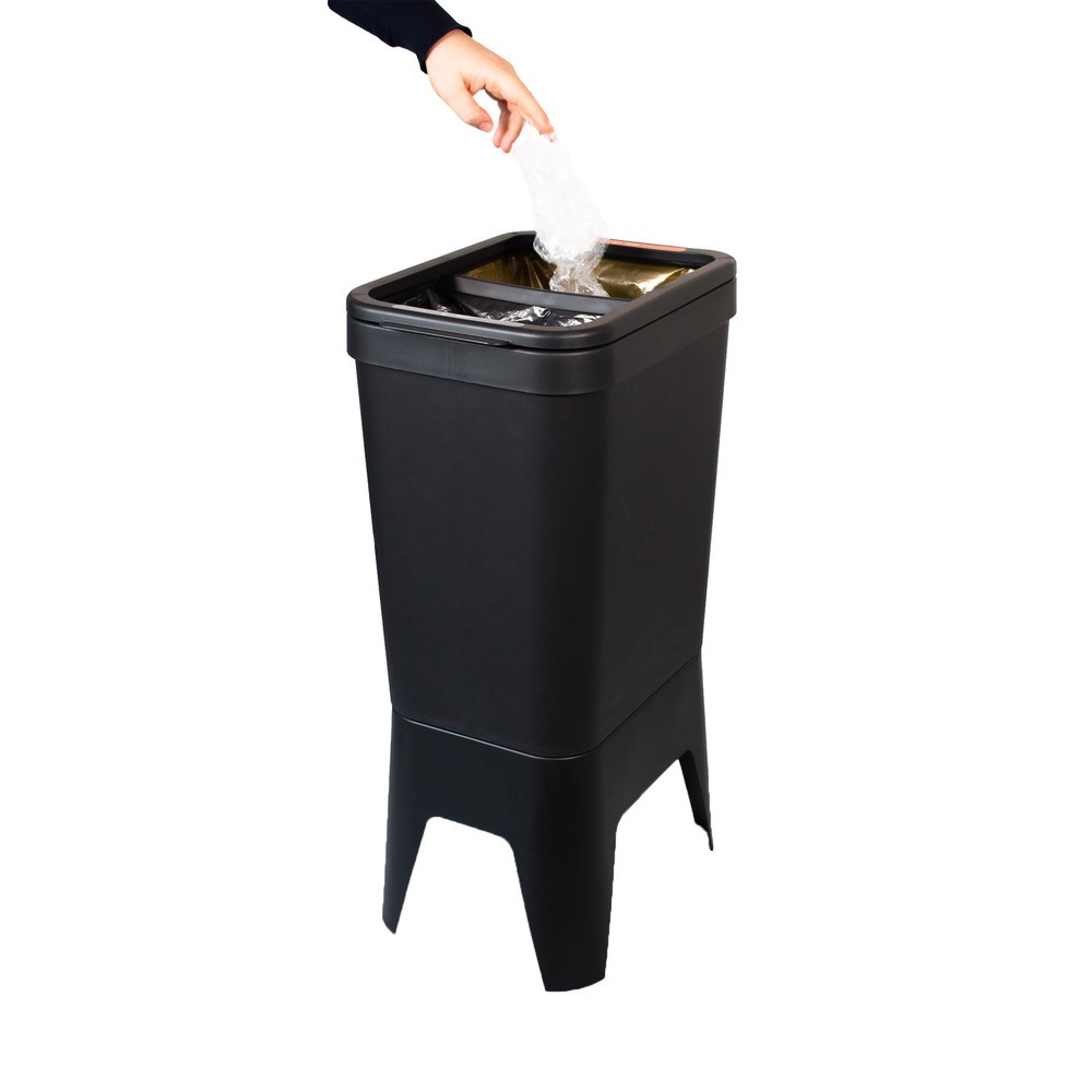 Produktabbildung Nr. 2: BON TON Circubin Abfallbehälter, aus 100 % recyceltem Polypropylen, 2 x 20 Liter, offen, anthrazit