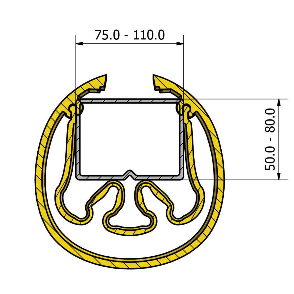 Produktabbildung Nr. 6: BOPLAN® Anfahrschutz für Regale RackBull XL, aus Kunststoff, Innenmaß HxBxT 600 x 75-120 x 50-80 mm