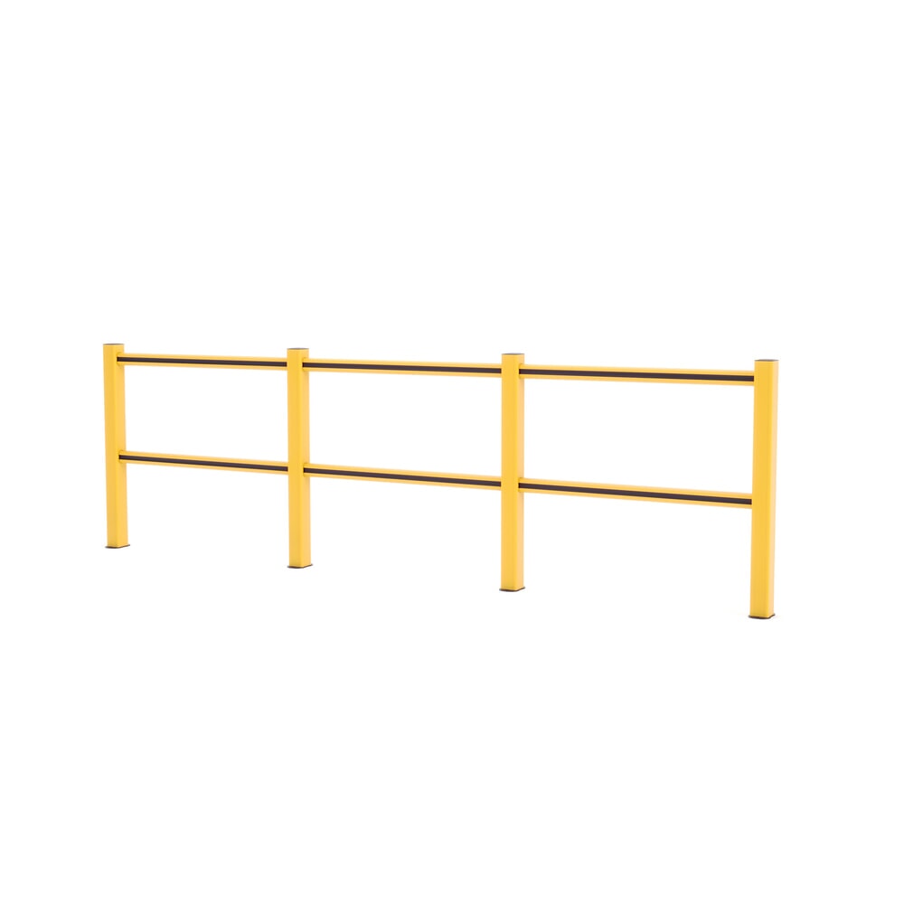 Produktabbildung: BOPLAN® Rammschutzgeländer Flex Impact® HD Light, gelb / schwarz, Innenbereich, HxL 1.145 x 3.750 mm