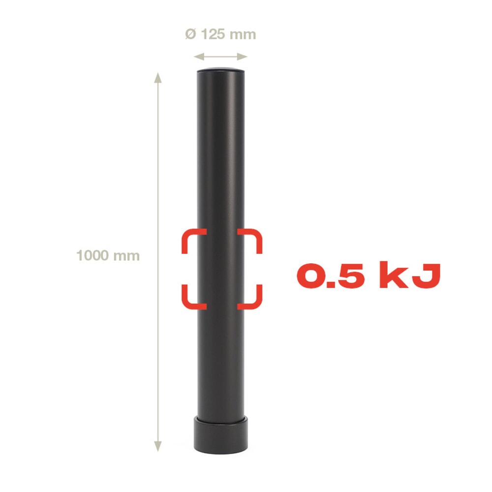 Produktabbildung Nr. 4: BOPLAN® Rammschutzpoller Flex Impact® BO125L EV für den Schutz von Ladestationen, Innen- und Außenbereich, Höhe 1.000 mm, Grundplatte zinkbeschichtet, schwarz
