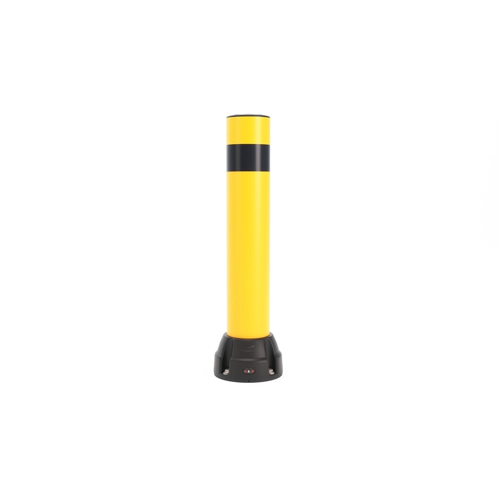 BOPLAN® Rammschutzpoller Flex Impact® BO125L, Innen- und Außenbereich, Höhe 750 mm, Grundplatte zinkbeschichtet, gelb / schwarz Produktabbildung: BOPLAN® Rammschutzpoller Flex Impact® BO125L, Innen- und Außenbereich, Höhe 750 mm, Grundplatte zinkbeschichtet, gelb / schwarz