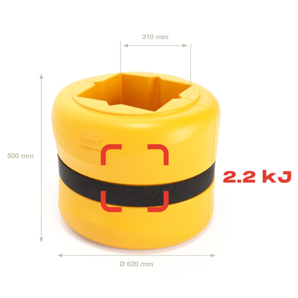 Produktabbildung Nr. 2: BOPLAN® Säulen-Anfahrschutz Flex Impact® KP Protector, Höhe 500 mm, für Säulenmaße (BxT) 300 x 300 mm, gelb