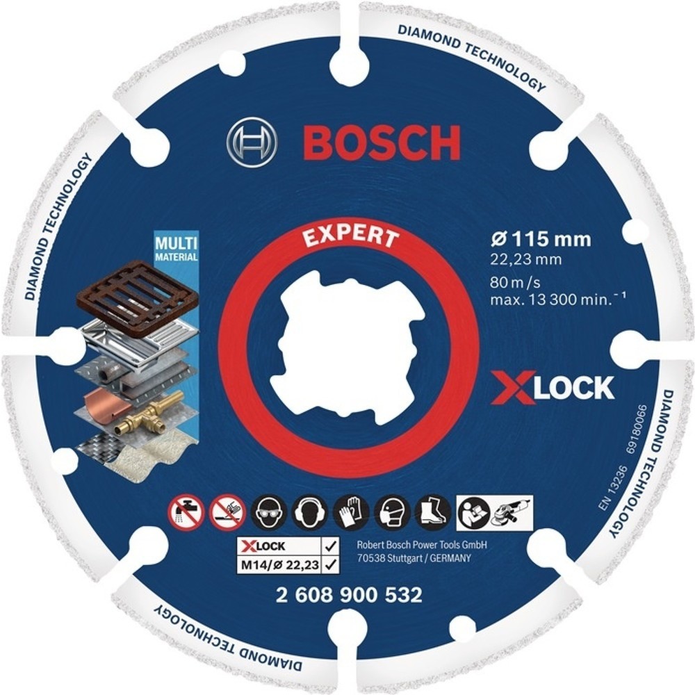 Produktabbildung: BOSCH Diamanttrennscheibe Expert Diamond Metal Wheel X-LOCK, Ø 125 mm Bohrung 22,23 mm