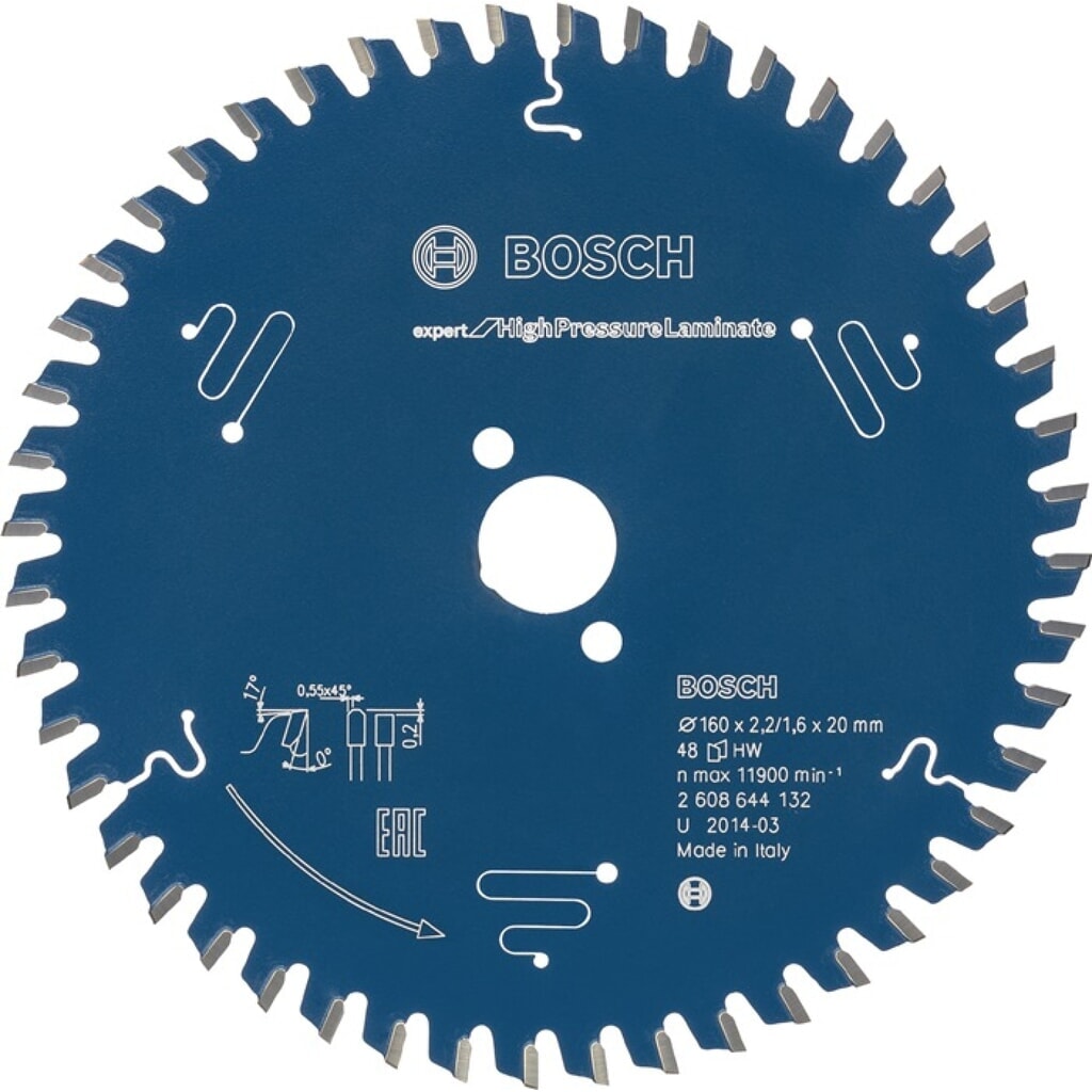 BOSCH Kreissägeblatt AD 160mm Z.48 TR-F Bohr.20mm Schnitt-B.2,2mm HM Produktabbildung: BOSCH Kreissägeblatt AD 160mm Z.48 TR-F Bohr.20mm Schnitt-B.2,2mm HM
