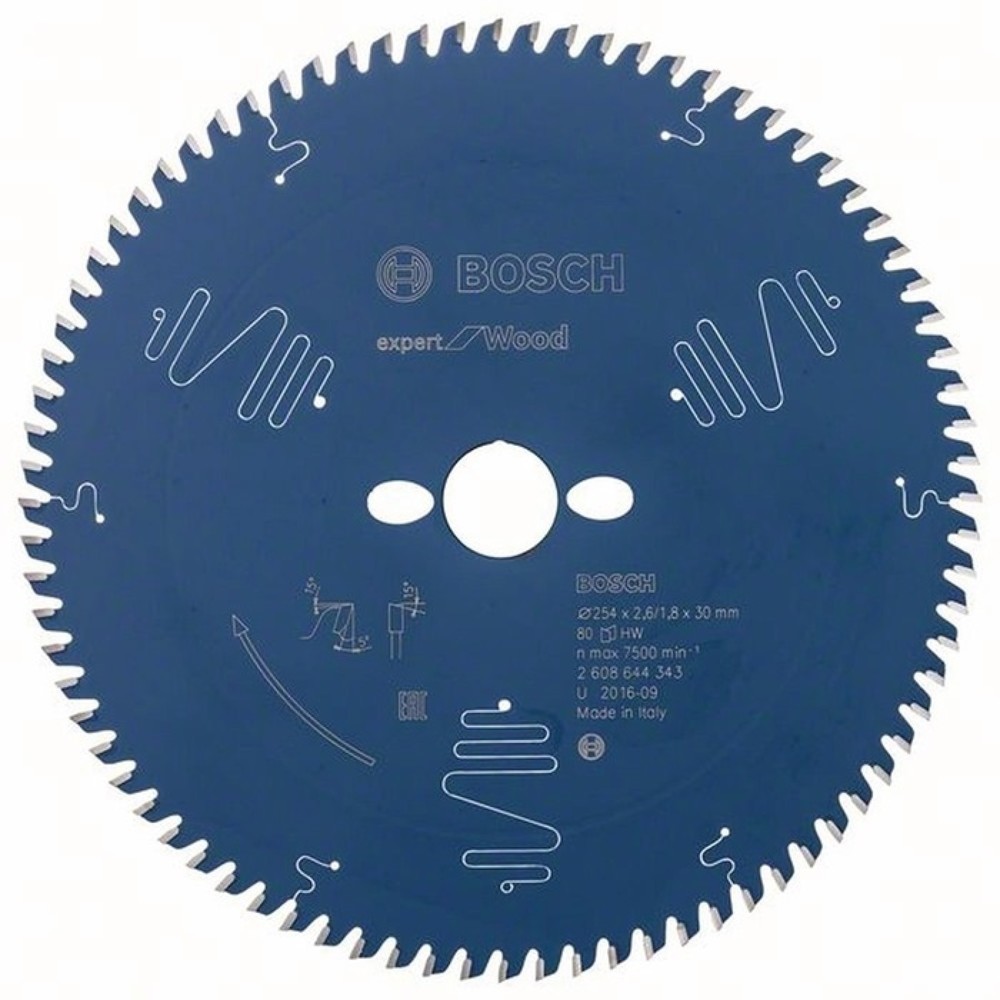 Produktabbildung: BOSCH Kreissägeblatt AD 254mm Z.80 WZ Bohr.30mm Schnitt-B.2,6mm HM