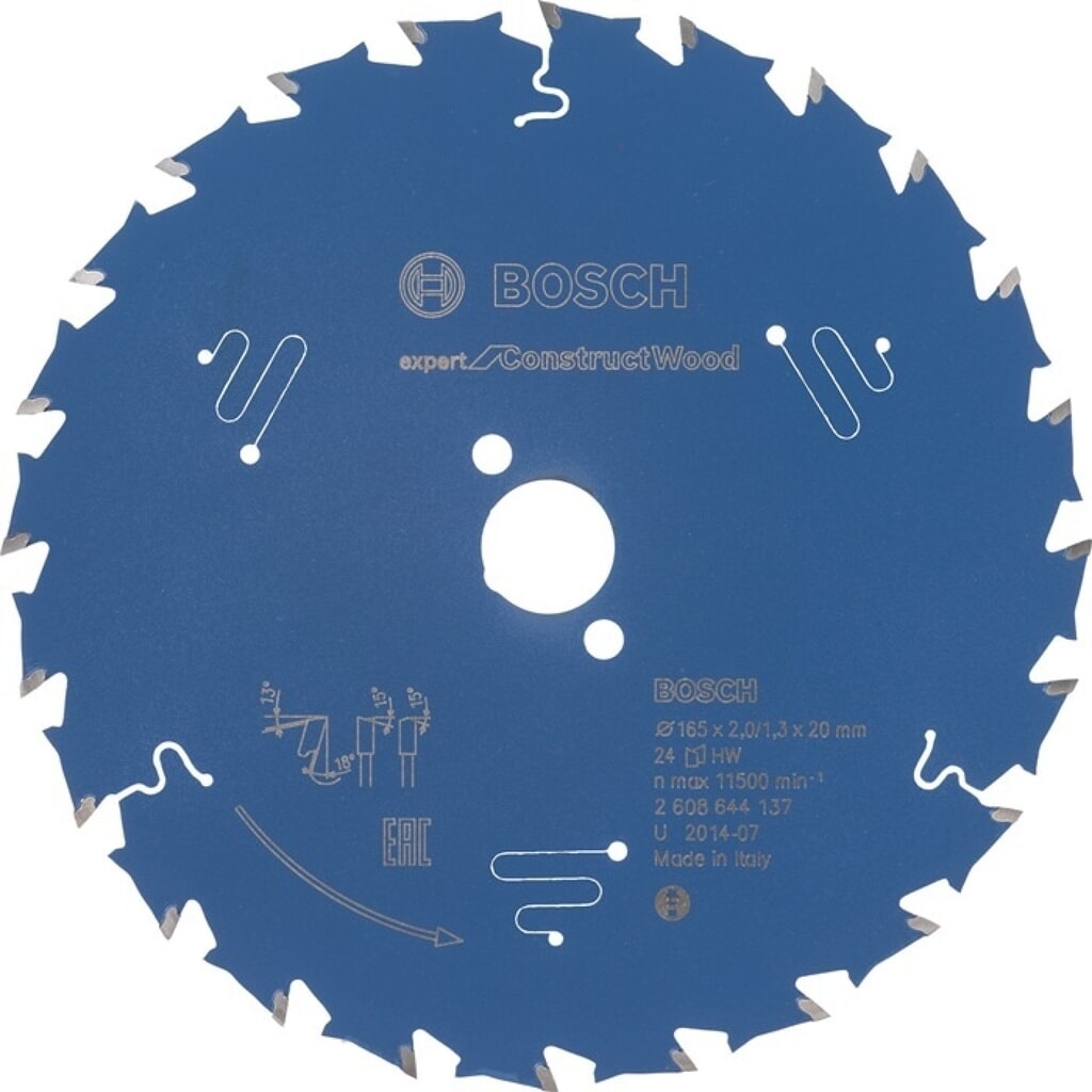 BOSCH Kreissägeblatt AD 165mm Z.24 WZ Bohr.20mm Schnitt-B.2mm HM Produktabbildung: BOSCH Kreissägeblatt AD 165mm Z.24 WZ Bohr.20mm Schnitt-B.2mm HM