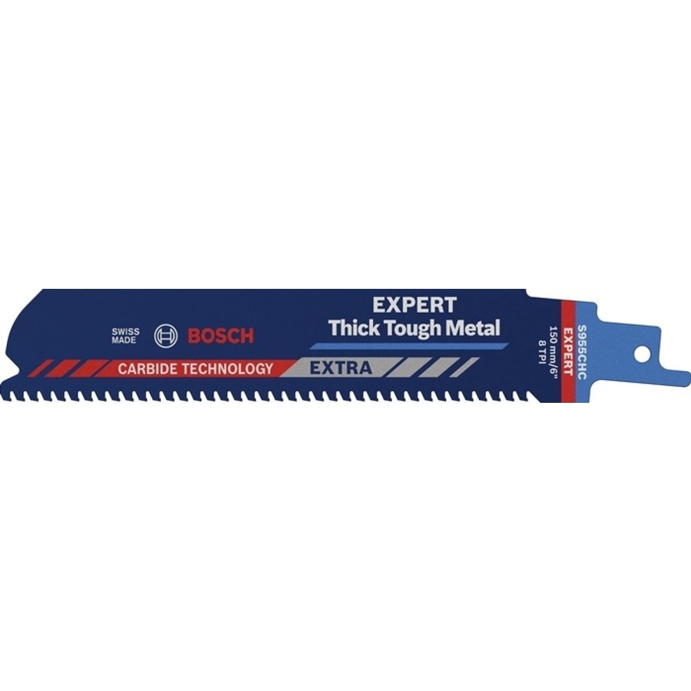 Produktabbildung: BOSCH Säbelsägeblatt Expert Thick Tough Metal, Zahnteilung TPI 8 3 mm, Länge 150 mm Breite 25 mm, 1 Stück / Karte, S-Schaft