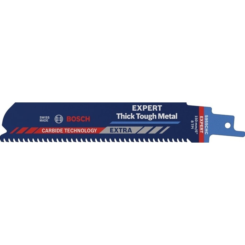 Produktabbildung: BOSCH Säbelsägeblatt Expert Thick Tough Metal, Zahnteilung TPI 8 3 mm, Länge 150 mm Breite 25 mm, 1 Stück / Karte, S-Schaft