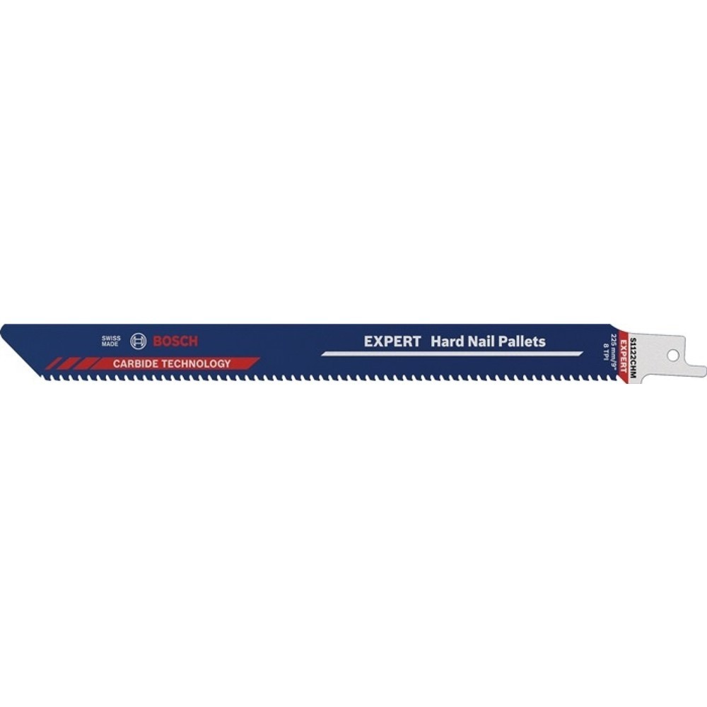 Produktabbildung: BOSCH Säbelsägeblatt Hard Nail Pallets, 8 mm, Länge 225 mm Breite 19 mm, 10 Stück / Karte, S-Schaft