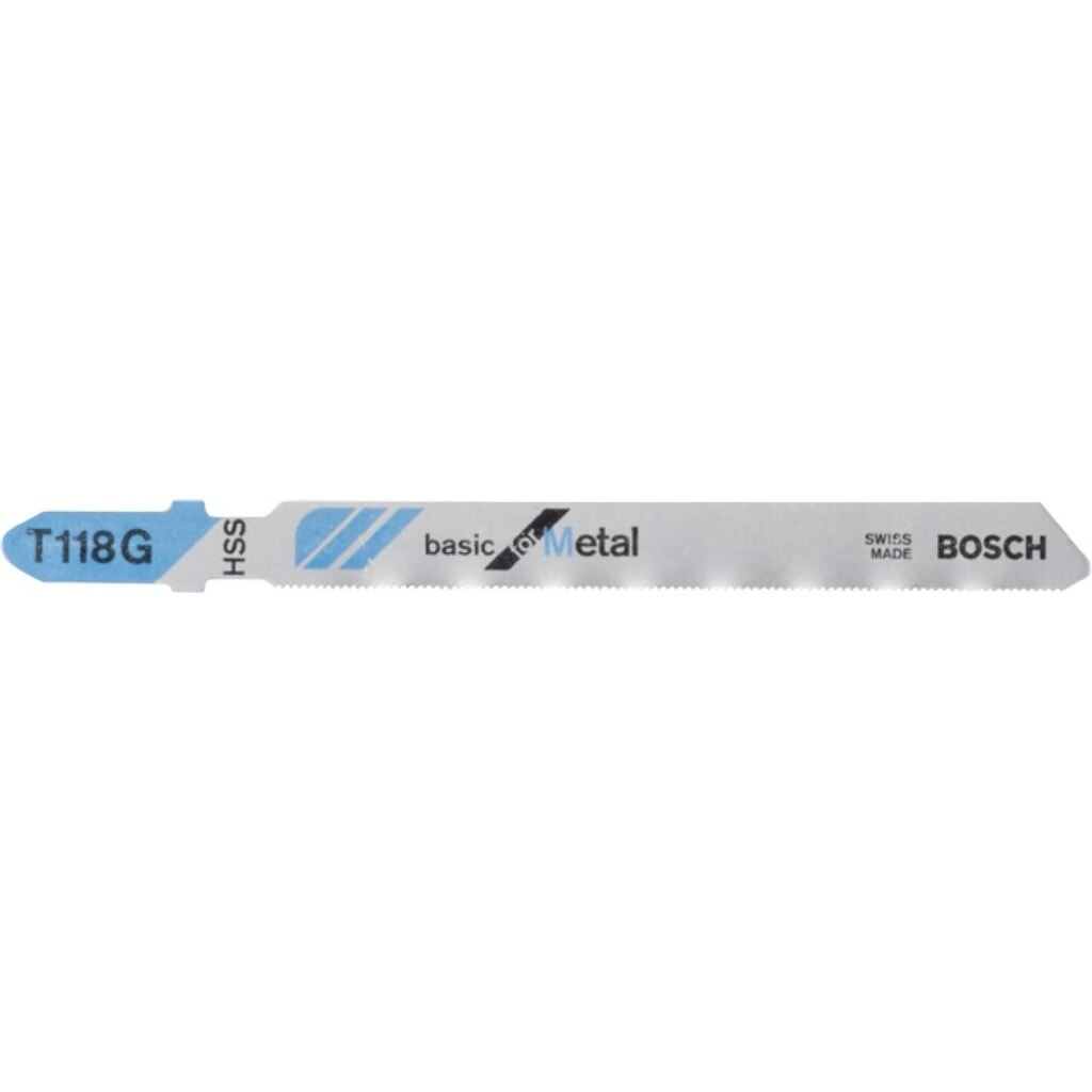 Produktabbildung: BOSCH Maschinensägeblatt T 118 G Gesamt-L.92mm Zahnt.0,7mm HSS 5 St./Karte