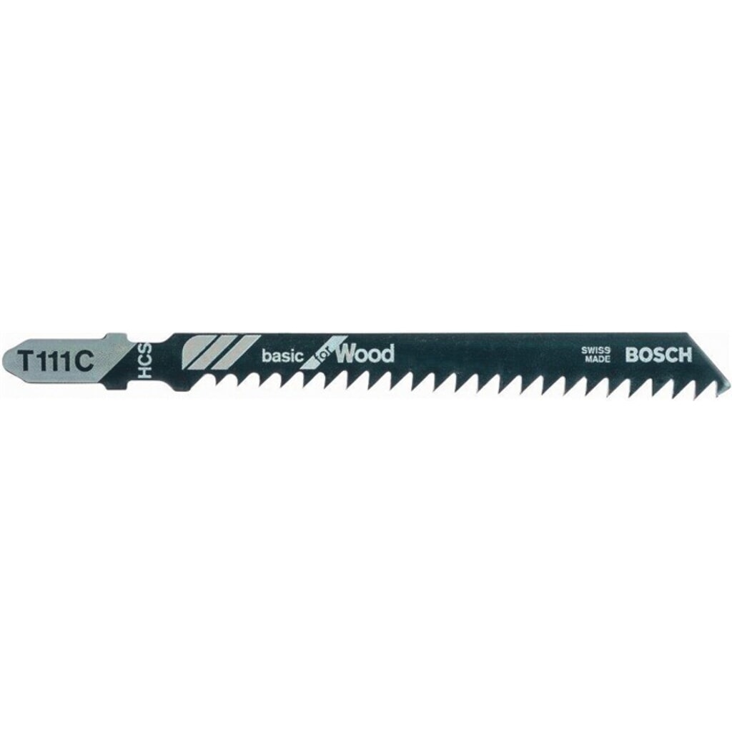 BOSCH Stichsägeblatt T 111 C Gesamt-L.100mm Zahnt.3mm HCS 5 St./Karte Produktabbildung: BOSCH Stichsägeblatt T 111 C Gesamt-L.100mm Zahnt.3mm HCS 5 St./Karte