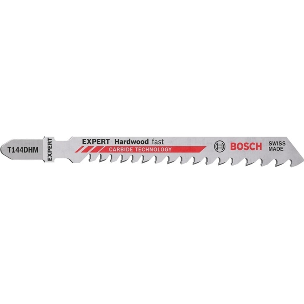 BOSCH Stichsägeblatt Hardwood Fast T 144 DHM, Zahnteilung 4-5,2 mm, Gesamtlänge 100 mm, 3 Stück / Karte Produktabbildung Nr. 1: BOSCH Stichsägeblatt Hardwood Fast T 144 DHM, Zahnteilung 4-5,2 mm, Gesamtlänge 100 mm, 3 Stück / Karte