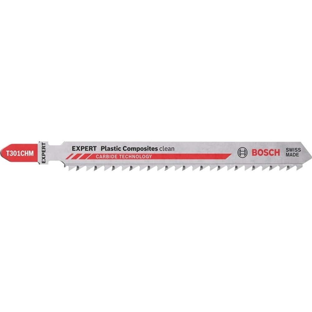 Produktabbildung: BOSCH Stichsägeblatt Plastic Composites T301CHM, Zahnteilung 3,3 mm, Gesamtlänge 117 mm, 3 Stück / Karte