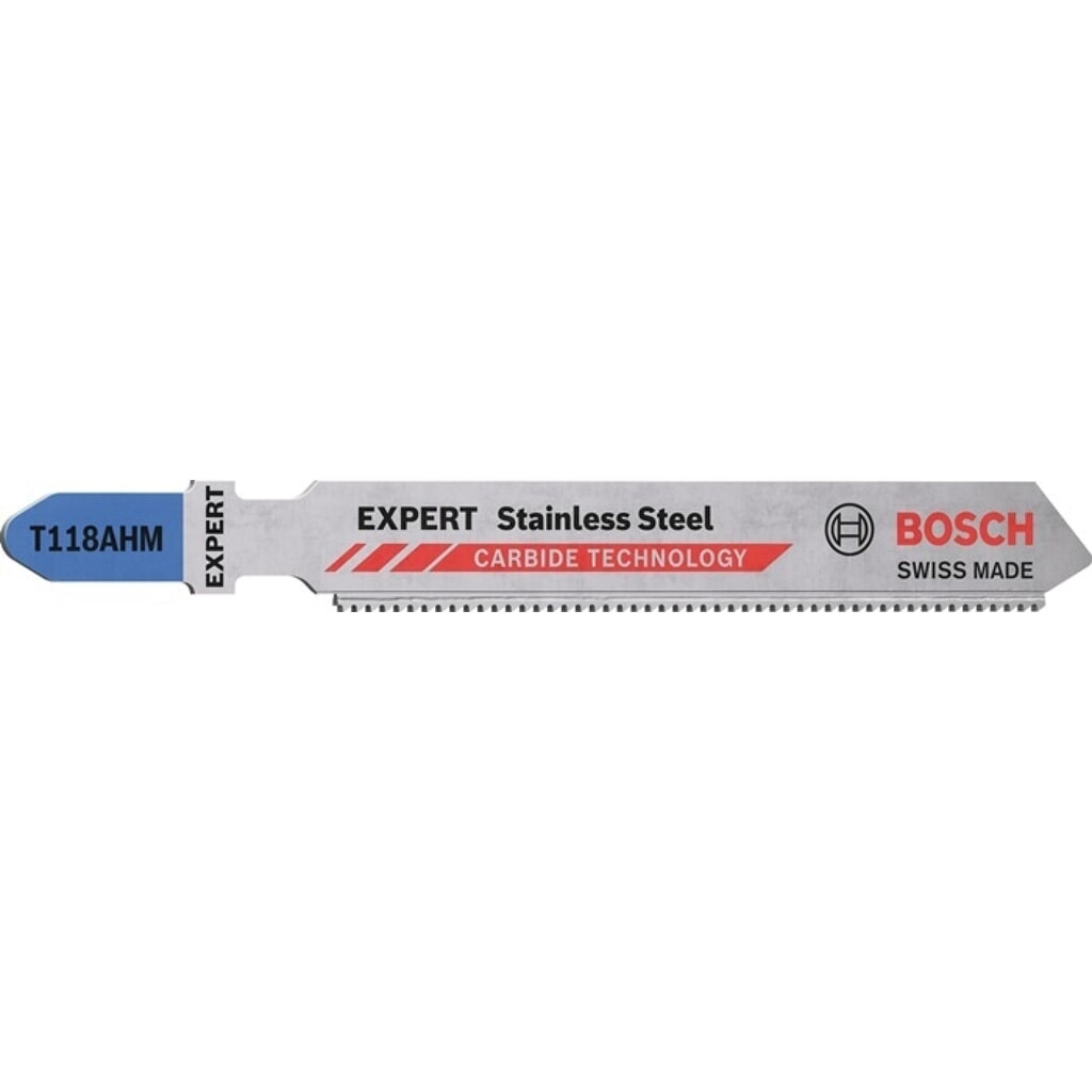 Produktabbildung: BOSCH Maschinensägeblatt Stainless Steel T 118 AHM, Zahnteilung 1,1 mm, Gesamtlänge 83 mm, 3 Stück / Karte, Edelstahlbleche