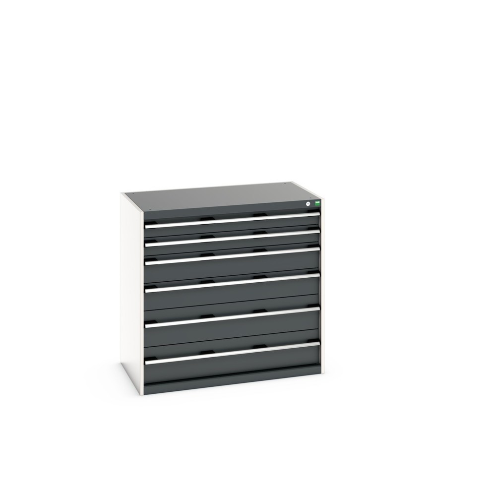 Produktabbildung: bott cubio Schubladenschrank, Schubladen 2x100 + 2x150 x 2x200 mm, TK je 75 kg, Breite 1.050 mm, anthrazitgrau