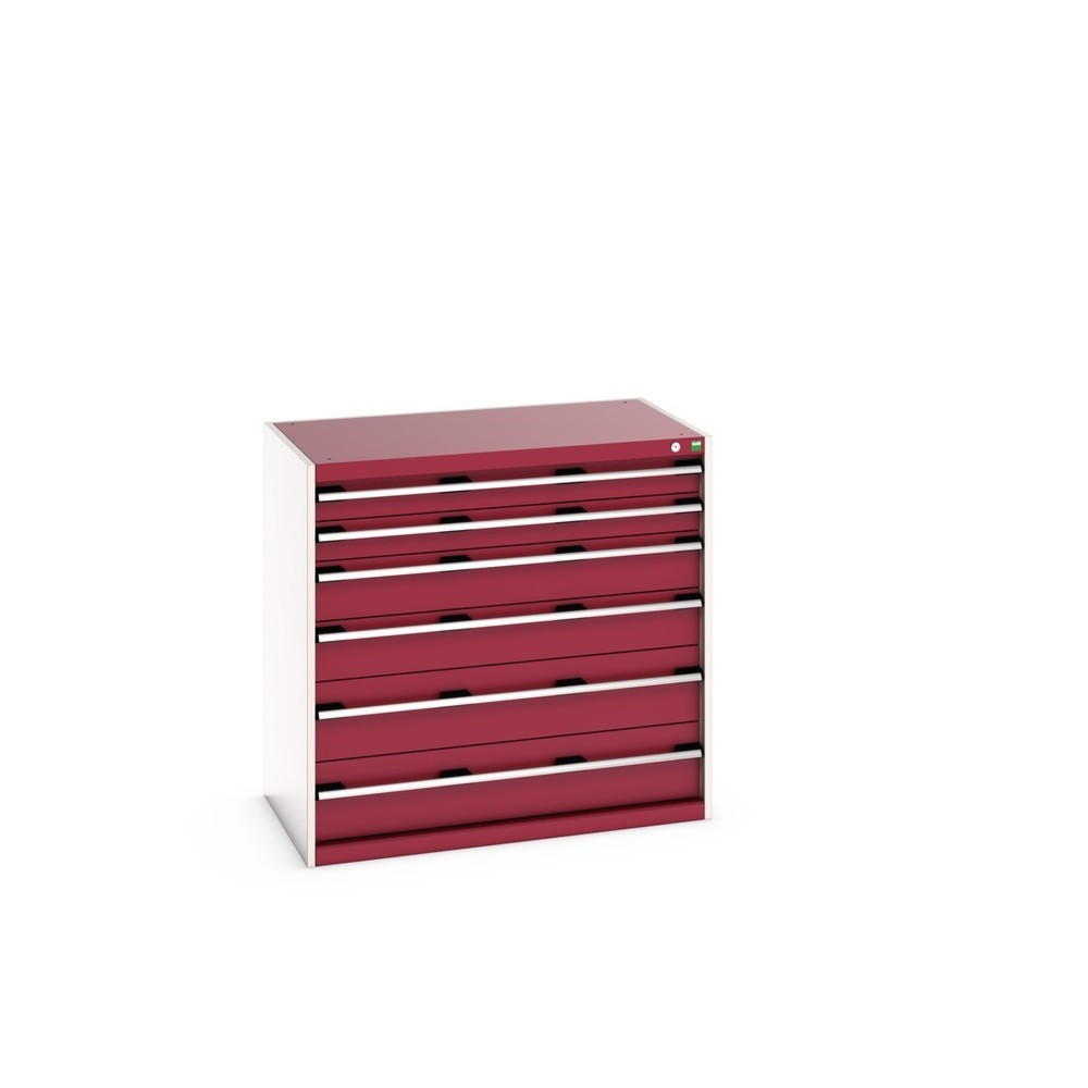 Produktabbildung: bott cubio Schubladenschrank, Schubladen 2x100 + 2x150 x 2x200 mm, TK je 75 kg, Breite 1.050 mm, purpurrot
