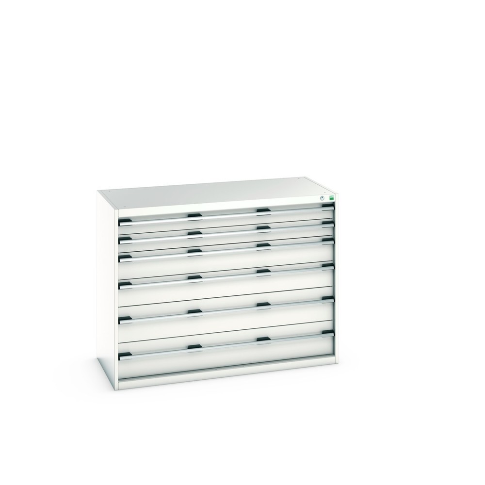 Produktabbildung: bott cubio Schubladenschrank, Schubladen 2x100 + 2x150 + 2x200 mm, TK je 200 kg, Breite 1.300 mm, lichtgrau