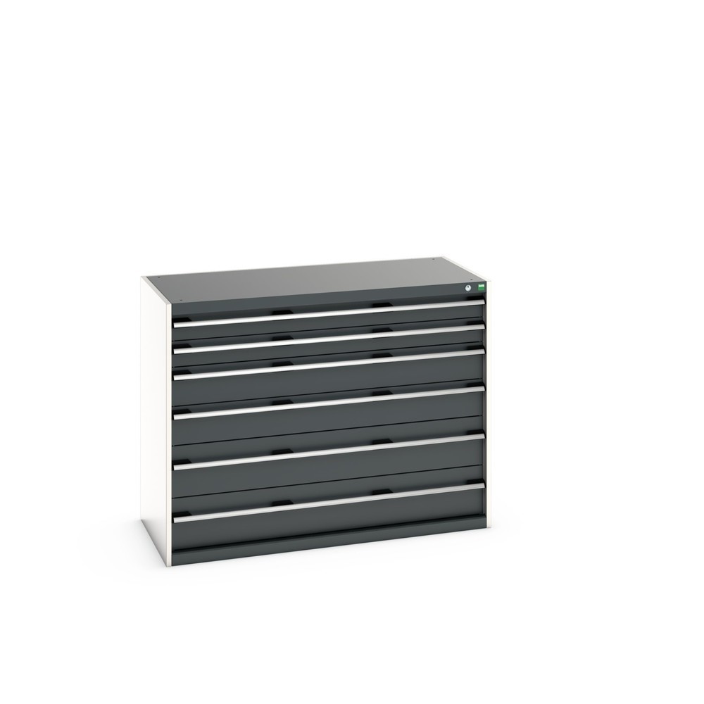 Produktabbildung: bott cubio Schubladenschrank, Schubladen 2x100 + 2x150 + 2x200 mm, TK je 200 kg, Breite 1.300 mm, anthrazitgrau
