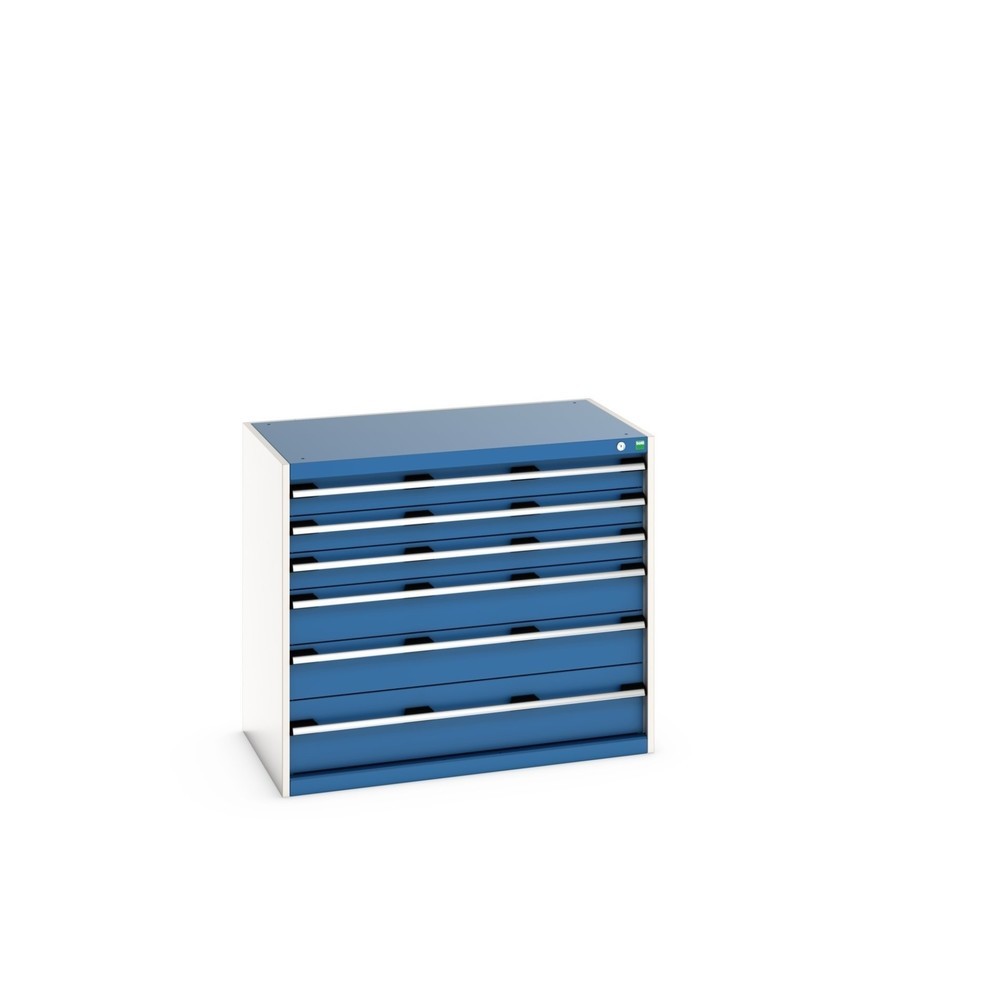 Produktabbildung: bott cubio Schubladenschrank, Schubladen 3x100 + 2x150 + 1x200 mm, TK je 200 kg, Breite 1.050 mm, enzianblau