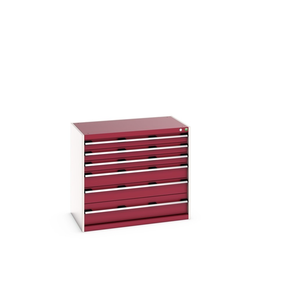 Produktabbildung: bott cubio Schubladenschrank, Schubladen 3x100 + 2x150 x 1x200 mm, TK je 75 kg, Breite 1.050 mm, purpurrot