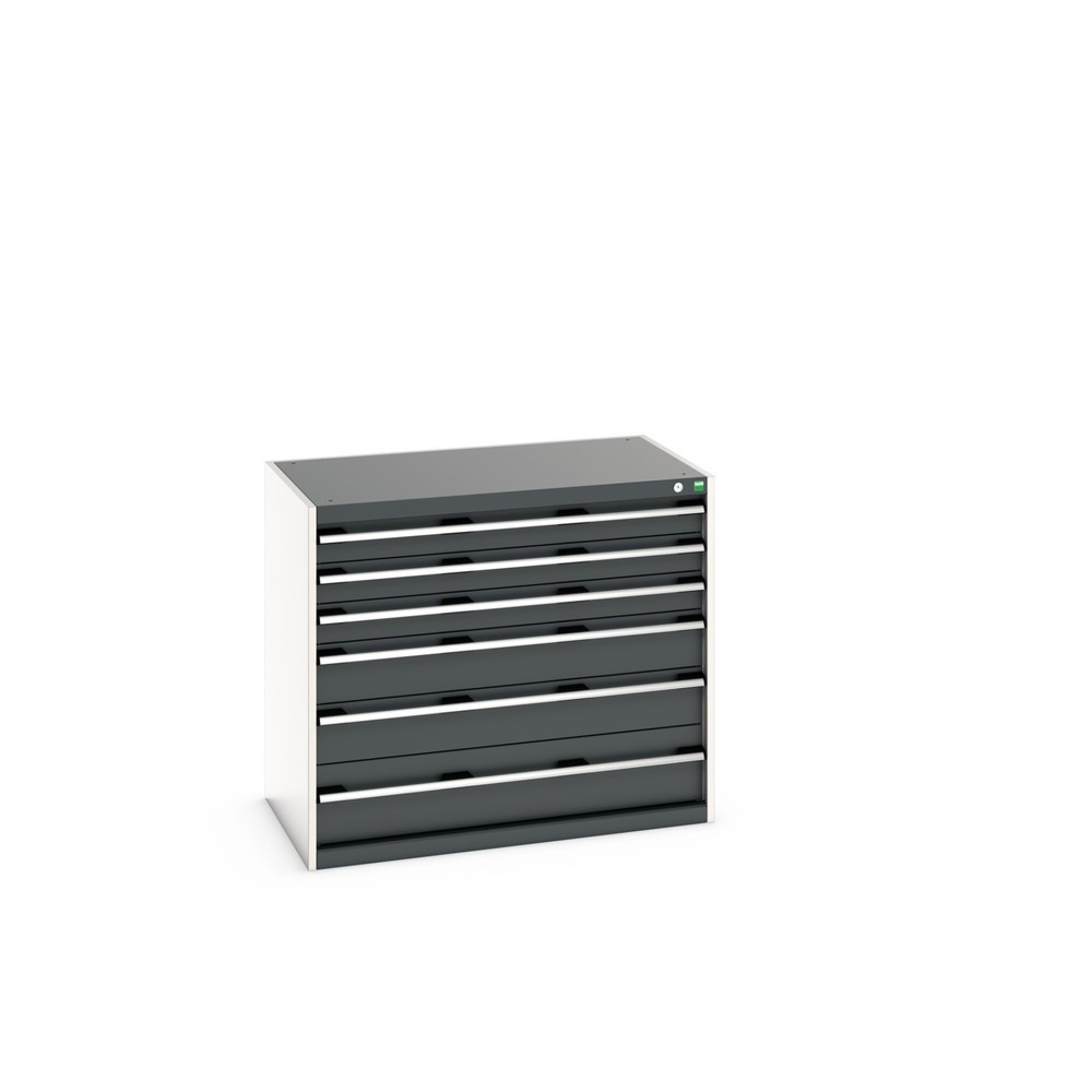 Produktabbildung: bott cubio Schubladenschrank, Schubladen 3x100 + 2x150 x 1x200 mm, TK je 75 kg, Breite 1.050 mm, anthrazitgrau
