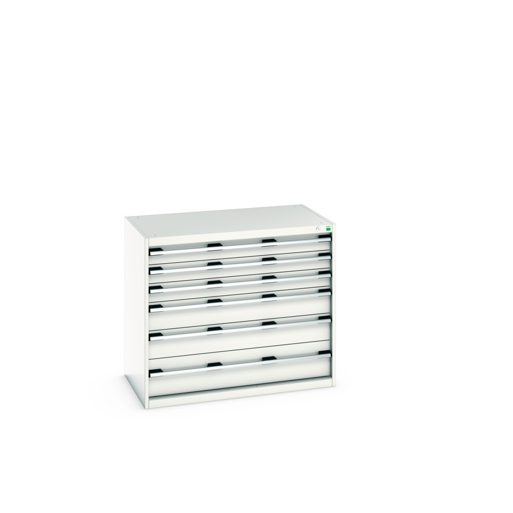 Produktabbildung: bott cubio Schubladenschrank, Schubladen 3x100 + 2x150 x 1x200 mm, TK je 75 kg, Breite 1.050 mm, lichtgrau