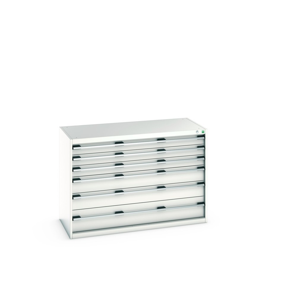 Produktabbildung: bott cubio Schubladenschrank, Schubladen 3x100 + 2x150 x 1x200 mm, TK je 75 kg, Breite 1.300 mm, lichtgrau