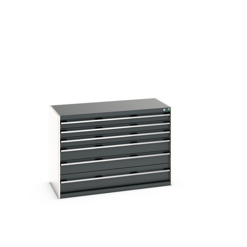 Produktabbildung: bott cubio Schubladenschrank, Schubladen 3x100 + 2x150 x 1x200 mm, TK je 75 kg, Breite 1.300 mm, anthrazitgrau