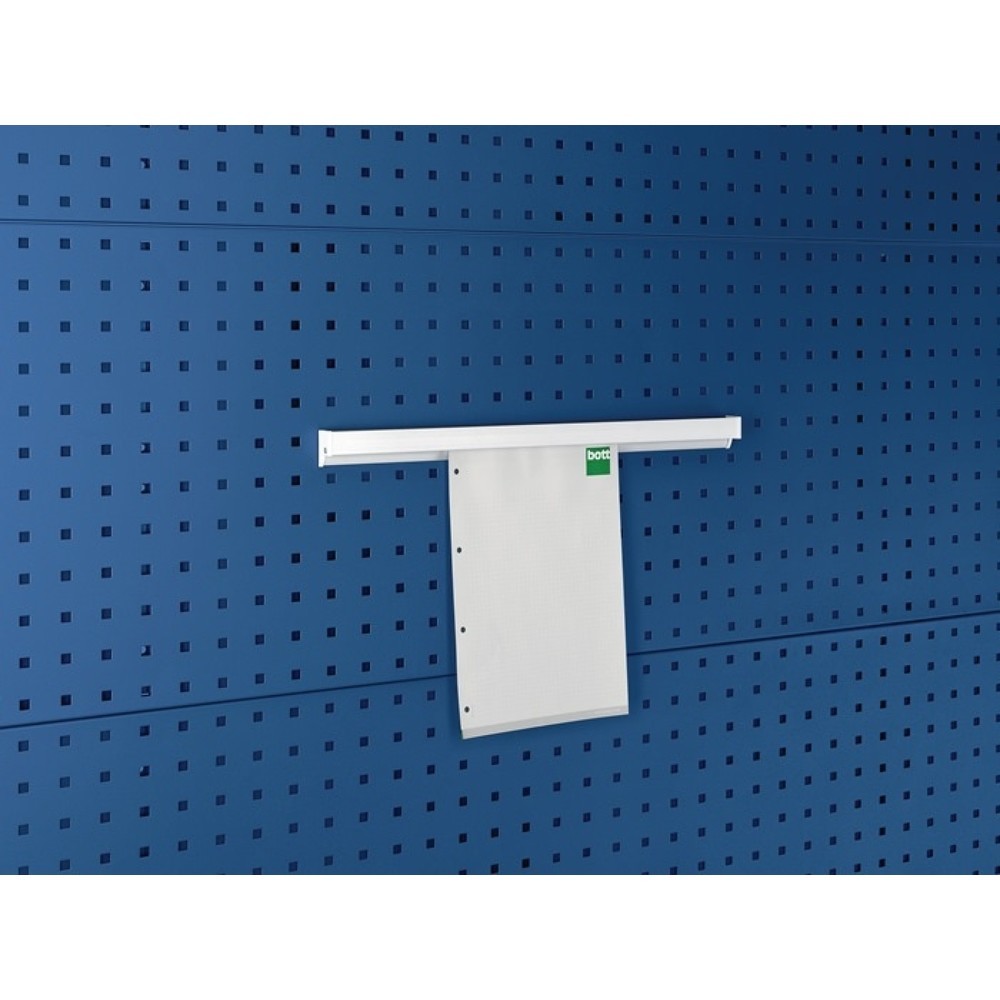 Produktabbildung: bott Dokumentenhalter, B500xT21xH34mm, DIN A4 hoch Aluminium, passend für Lochplatten