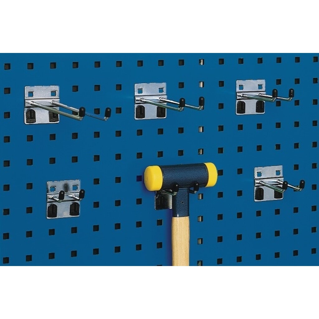 bott Doppelhaken, Ø 6 mm, Tiefe 50 mm verzinkt, 5St./Btl., passend für Lochplatten Produktabbildung: bott Doppelhaken, Ø 6 mm, Tiefe 50 mm verzinkt, 5St./Btl., passend für Lochplatten