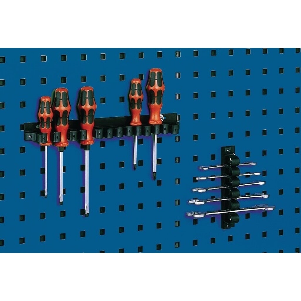 bott Klemmhalter, Anzahl Aufnahmen 5, Breite 150 mm, 3St./Btl., passend für Lochplatten Produktabbildung: bott Klemmhalter, Anzahl Aufnahmen 5, Breite 150 mm, 3St./Btl., passend für Lochplatten