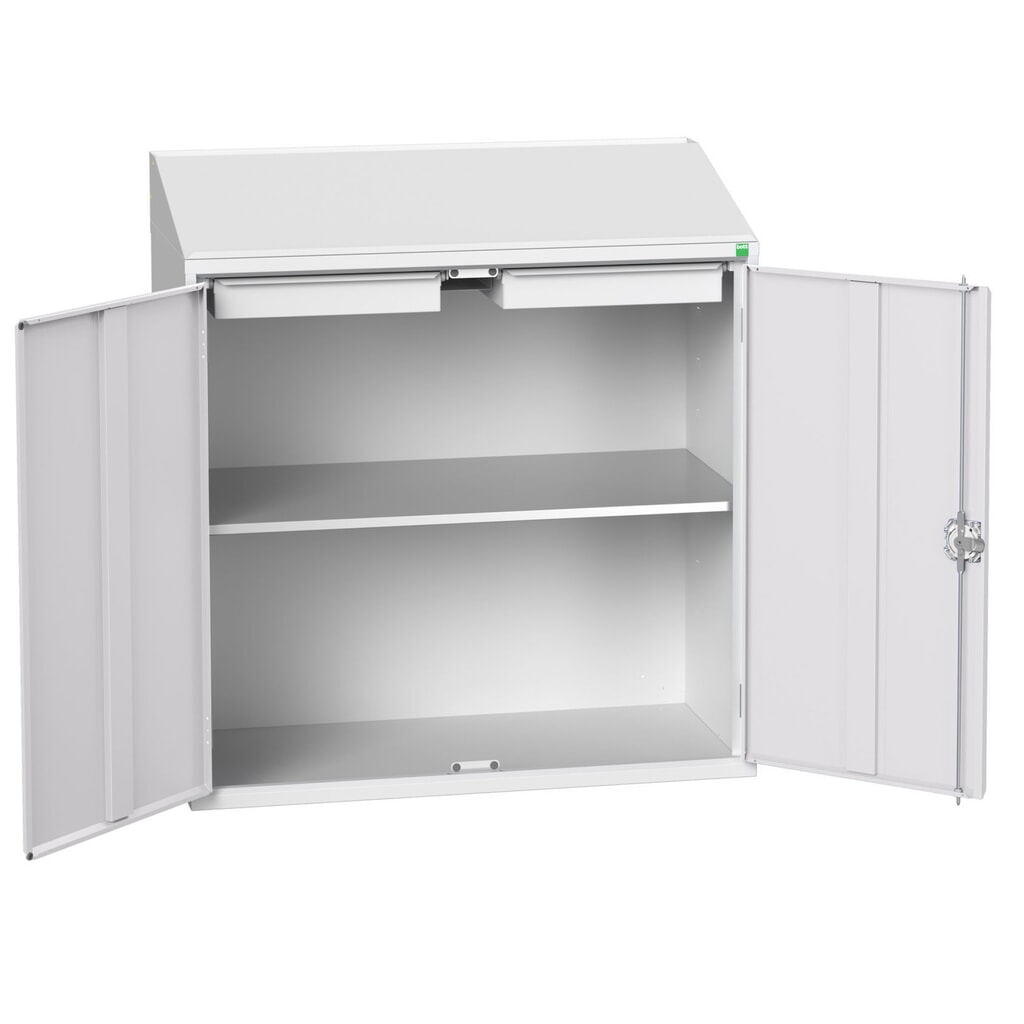 bott verso Economy Pult, mit 1 Fachboden und 2 Schubladen, BxTxH: 1050 x 550 x 1130 mm Produktabbildung: bott verso Economy Pult, mit 1 Fachboden und 2 Schubladen, BxTxH: 1050 x 550 x 1130 mm