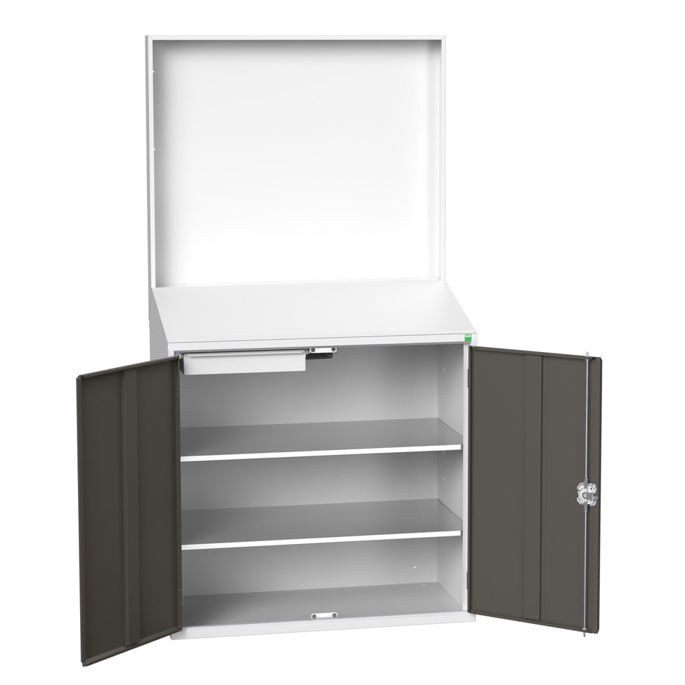 Produktabbildung: bott verso Economy Pult mit glatter Rückwand, mit 2 Fachböden, 1 Schublade, BxTxH: 1050 x550 x 2000 mm