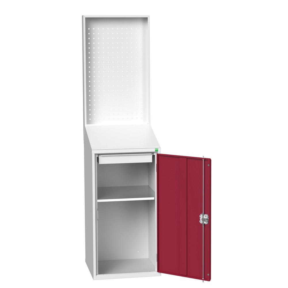 Produktabbildung: bott verso Economy Pult mit perfo Rückwand, mit 1 Fachboden, 1 Schublade, BxTxH: 525 x 550 x 2000 mm