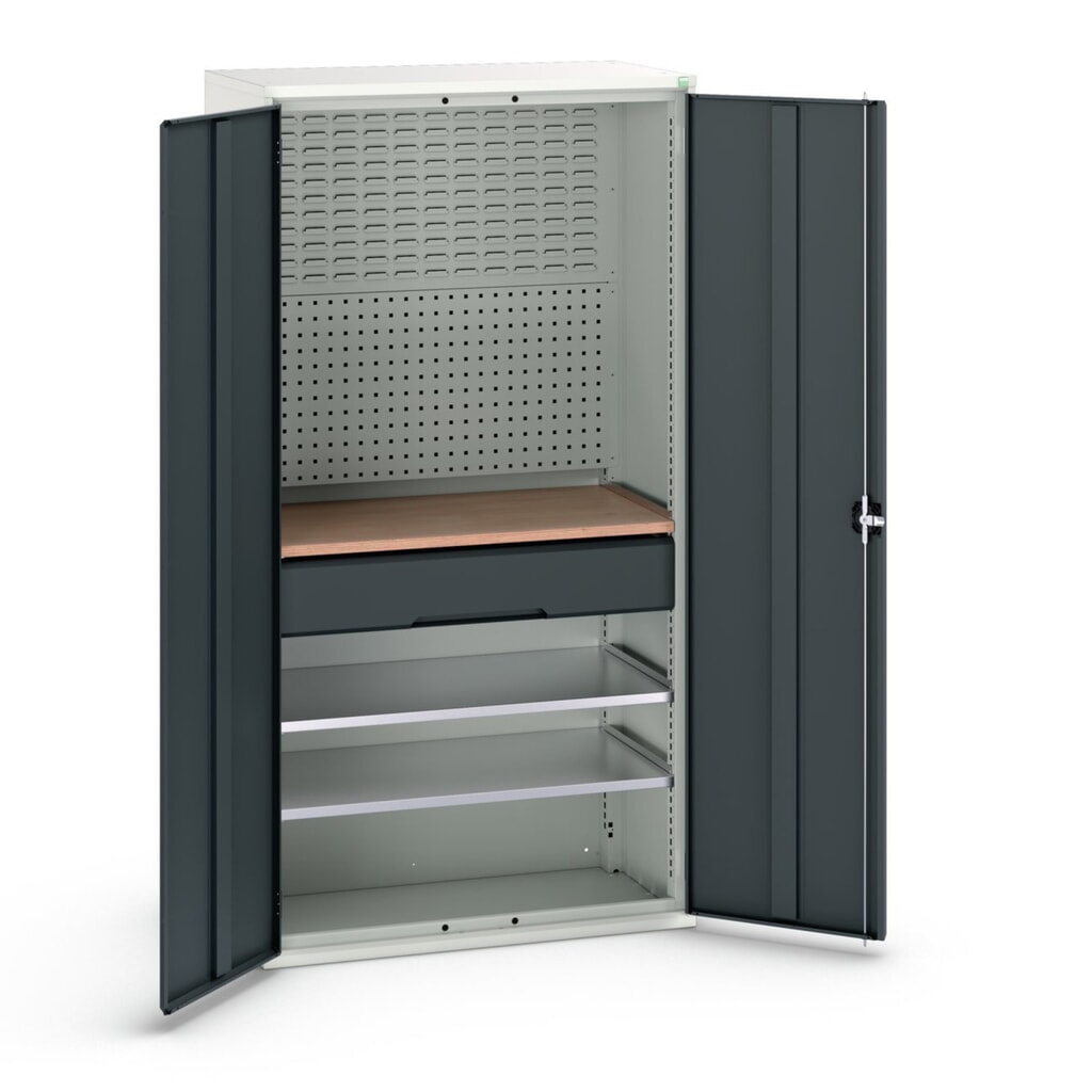Produktabbildung Nr. 1: bott verso Flügeltürschrank mit 1 Schublade, mit 2 Fachböden und Rückwand, BxTxH: 1050 x550 x 2000 mm