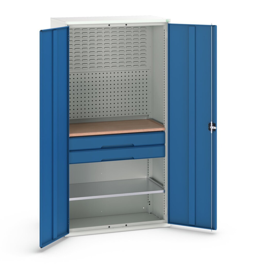 Produktabbildung Nr. 1: bott verso Flügeltürschrank mit 2 Schubladen, mit 2 Fachböden und Rückwand, BxTxH: 1050 x550 x 2000 mm