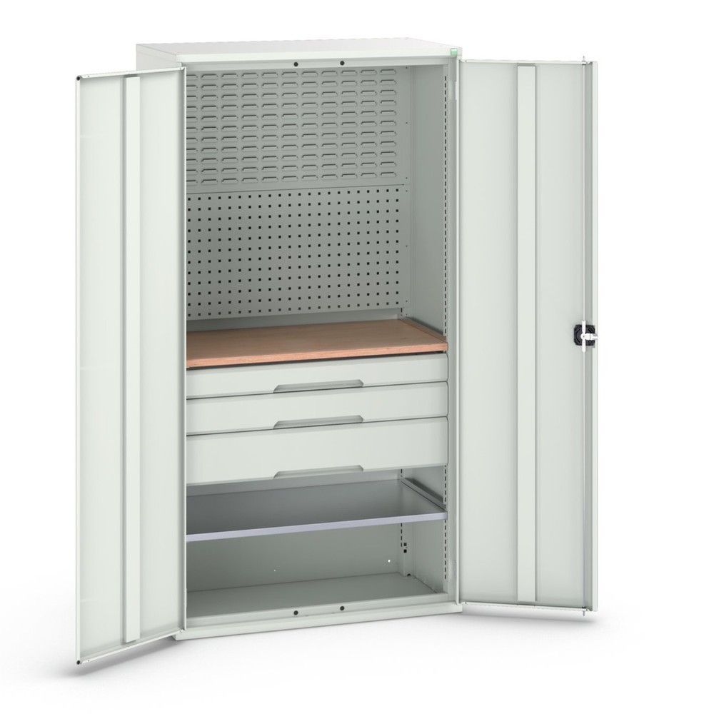 Produktabbildung Nr. 1: bott verso Flügeltürschrank mit 3 Schubladen, mit 2 Fachböden und Rückwand, BxTxH: 1050 x550 x 2000 mm