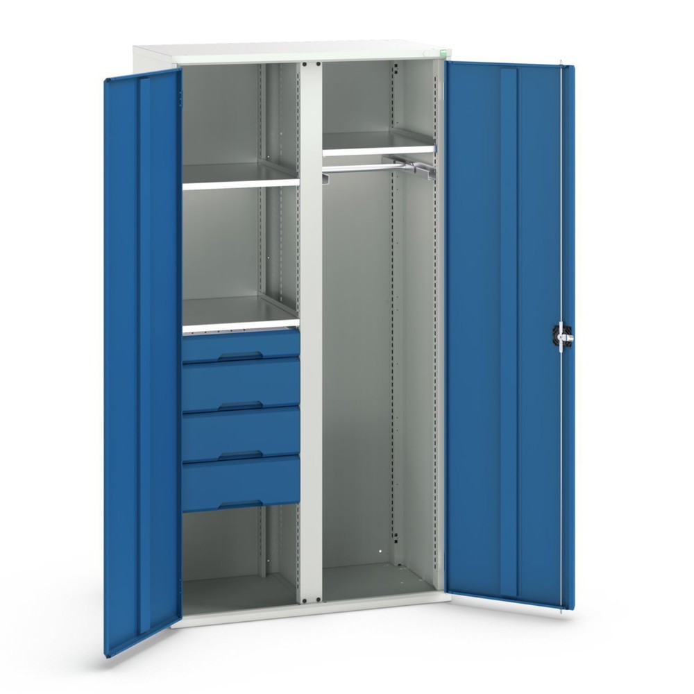 Produktabbildung: bott verso Flügeltürschrank mit 4 Schubladen, mit 3 Fachböden und 1 Kleiderstange, BxTxH: 1050 x550 x 2000 mm