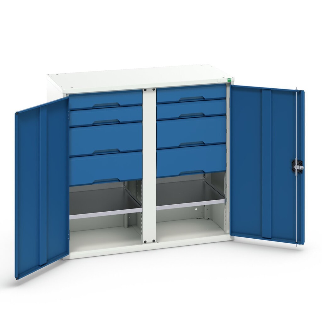 bott verso Beistellschrank mit Schubladen, mit 2 Fachböden und 8 Schubladen, BxTxH: 1050 x 550 x 1000 mm Produktabbildung: bott verso Beistellschrank mit Schubladen, mit 2 Fachböden und 8 Schubladen, BxTxH: 1050 x 550 x 1000 mm